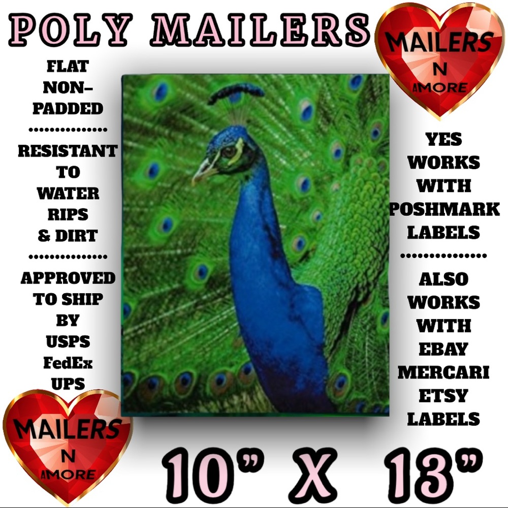 ( Quantity 25 10x13 ) Royal Blue Peacock Poly Mailers Bags Shipping Envelopes - Picture 3 of 3